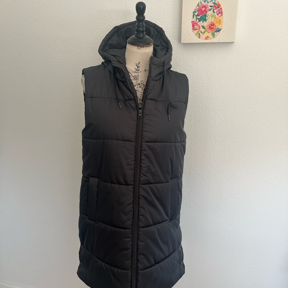 Zella med Hooded Puffer Vest - matte black